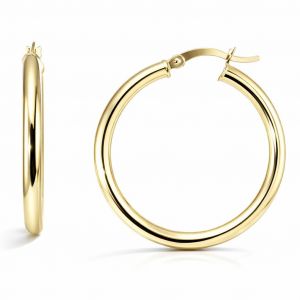 Creoles Argent dore section ronde 3x32mm