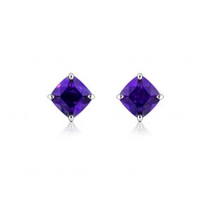 Boucles d oreilles Argent Oxyde Violet carre 5mm