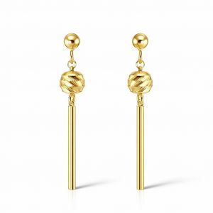 Boucles d oreilles pendantes Argent 925 dore boule d argent et barre