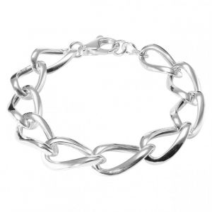 Bracelet Argent gros maillons ovales ondules