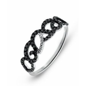 Bague Or Blanc 750 Diamant Blanc Noir 0.30 carat