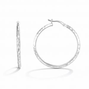 Creoles Argent rhodie martelees section tirangulaire 2 4x35mm