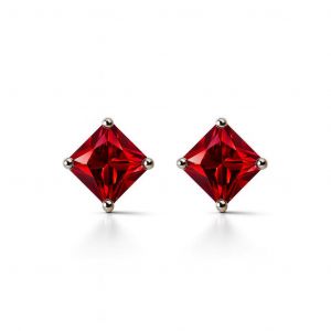 Boucles d oreilles Argent Oxyde Rouge carre 5mm