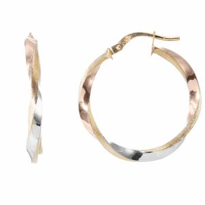 Boucles d oreilles Creoles Torsadees 2.5mm x 25mm 3 Ors 375