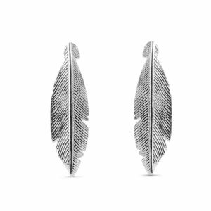 Boucles d oreilles clou argent plume