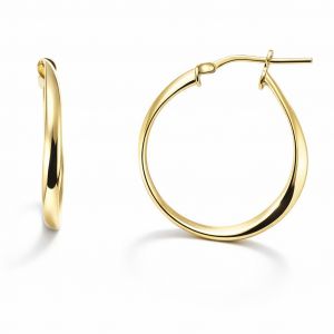 Creoles Argent dore ondulee section ovale 2 6x27mm