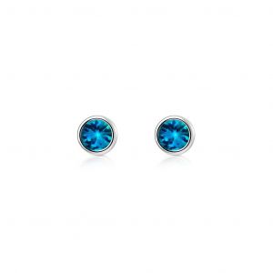 BO Argent Oxyde Bleu Rond 3mm Serti Clos