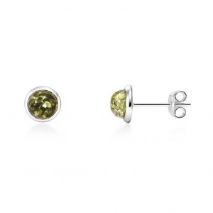 Boucles d oreilles Argent Ambre Vert 6mm