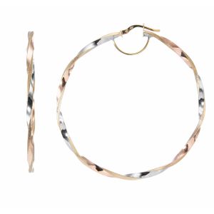 Boucles d oreilles Creoles Torsadees 2.5mm x 55mm 3 Ors 375