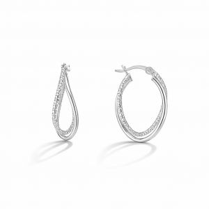 Creoles argent rhodie anneau croises 4x16mm