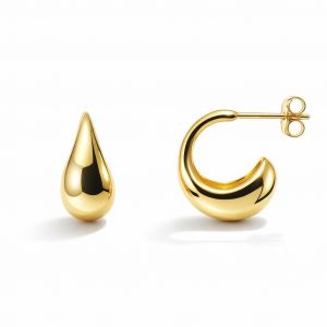 Creoles Argent dore forme goutte 7 5x16mm