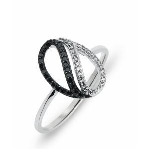 Bague Or Blanc 750 Diamant Blanc Noir 0.15 carat