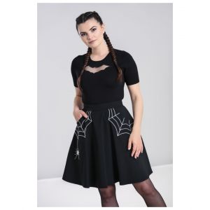 Jupe Hell Bunny Miss Muffet Mini : Couleur - Noir / Blanc, Taille - XS