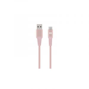 Xqisit - Câble Renforcé Cotton USB-C - 2 m - Couleur : Rose
