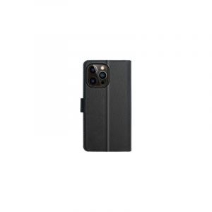 Xqisit - Etui Avec Coque Arrière Intégrée Slim Wallet Selection - Couleur : Noir - Modèle : iPhone 14 Pro