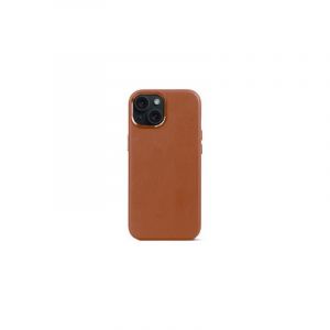 Decoded - Coque Cuir Avec Protection Camera Metal - Couleur : Marron - Modèle : iPhone 15