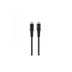 Xqisit - Câble Renforcé Cotton USB-C avec connecteur USB-C - 2 m - Couleur : Noir