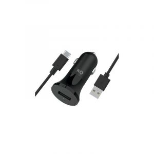 Xqisit - Chargeur Auto 1 Port USB-A + Câble USB-C - Couleur : Noir