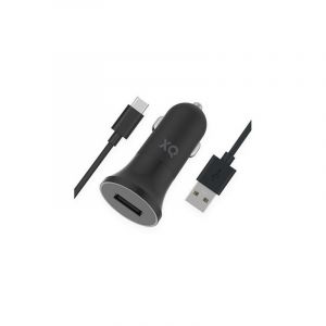 Xqisit - Chargeur Auto + Câble USB-C - Couleur : Noir