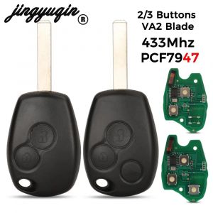 Jingyuqin-Clé télécommande à 2/3 boutons, 433MHz, transpondeur PCF7947, pour voiture Renault, Oke,