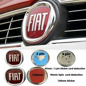 Emblème de pare-chocs avant Fiat 95/120mm, autocollant 2/3 broches pour grille de voiture 500 500C