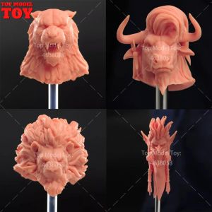 T&ecirc;te d'animal non peinte, 1/6 1/12 1/18, taureau, Lion, tigre, sculpture de monstre, mod&egrave;le pour