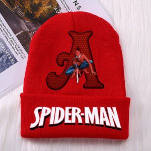 Spiderman bébé casquette dessin animé lettre A-Z imprimé Skullcap enfants laine acrylique tricoté