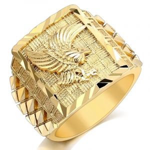 Punkboy Hip Hop Rock Style plaqué or dominateur mal d'aigle volant motif Animal hommes bague fête