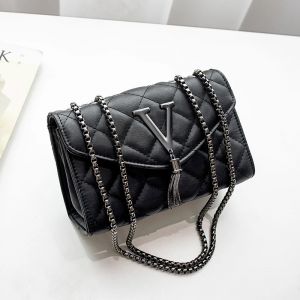 Sacs à main et bourse de luxe noirs pour femmes, sacoche en cuir PU, sac à bandoulière à carreaux,