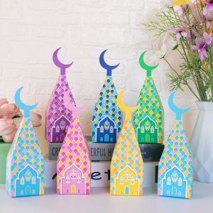 Coffrets cadeaux Eid Mubarak en papier en forme de château, sac d'emballage pour bonbons et