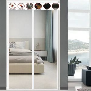 Rideau de porte anti-moustiques en gaze de diamant magn&eacute;tique, porte d'aspiration magn&eacute;tique