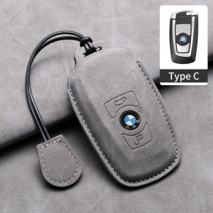 Étui pour clé intelligente de voiture en cuir suédé, coque de protection pour BMW série 1 2 3 4 5 6