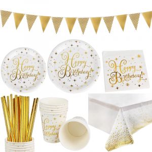 Couverts jetables en or à pois pour fête d'anniversaire, assiettes, tasse, décoration de fête