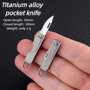 Couteau de Poche en Alliage de Titane avec Bord Pliable Jolie tu, Pendentif de Chaîne Continent