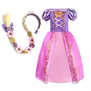 Robe raiponce pour enfants de 3 &agrave; 8 ans, Costume de f&ecirc;te emm&ecirc;l&eacute; pour filles, fantaisie
