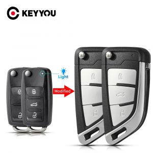 KEYYOU – coque de clé télécommande à 2/3 boutons, pour VW Beetle Eos Golf 6 Jetta Tiguan Seat Skoda