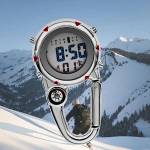 Montre mousqueton num&eacute;rique lumineuse anti-rayures, sac &agrave; dos pr&eacute;cis, ceinture, montre de poche pour