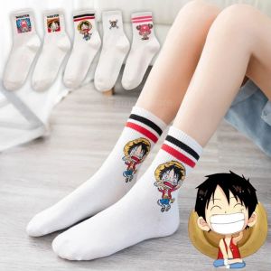 ONE PIECE Luffy Anime chaussettes coton chaussette longue pour hommes femmes Cosplay chaussettes