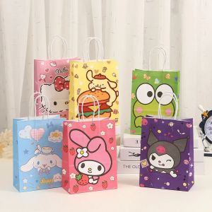 Sanrio &ndash; sac &agrave; main en papier Kraft, dessin anim&eacute;, Pom Pom Purin m&eacute;lodie cannelle Hello Kitty