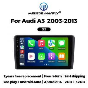 Autoradio Android 14 pour Audi A3 2 8P 2003-2013 S3 2 2006-2012 RS3 1 2011 2012 Autoradio lecteur