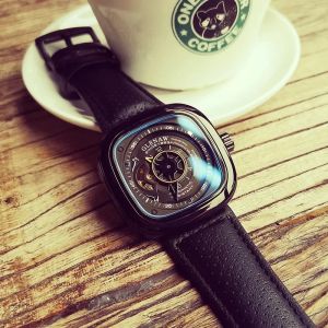 GLENAW montre mécanique pour hommes respirant cuir acier inoxydable automatique squelette hommes