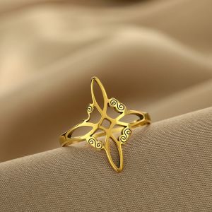 Anneau en acier inoxydable avec nœud de sorcière, croix Wiccan, nœud celtique pour femmes,