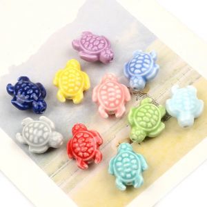 10 pi&egrave;ces perles de tortue de mer trou droit perles en c&eacute;ramique breloque grandes perles de pierre