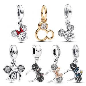 Mignon Mickey Minnie arc bandeau série pendentif breloque ajustement Pan breloques Bracelet Original
