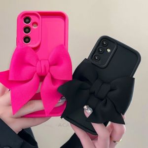 Coque en silicone souple avec nœud 3D pour Samsung Galaxy, rose et rouge, cadeau pour fille, A 15,
