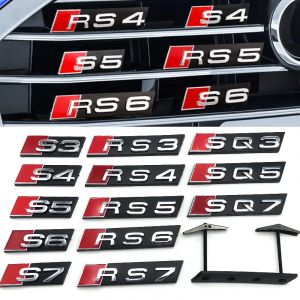 Emblème de calandre avant de voiture en ABS 3D, accessoires décoratifs, badge RS pour Audi RS3, RS4,