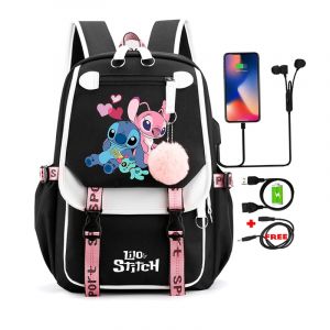 Lilo Stitch sac &agrave; dos pour fille Anime sac d'&eacute;cole pour adolescent toile sac &agrave; dos pour ordinateur