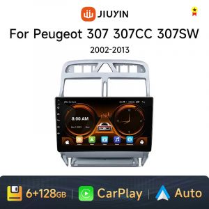 JIUYIN autoradio pour Peugeot 307 307CC 307SW 2002 - 2013 sans fil CarPlay Android Auto voiture
