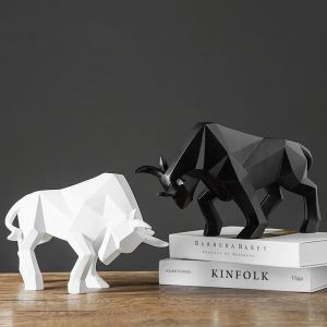 Statue de taureau de rue murale en résine, Sculpture de bison, décoration abstraite d'animal,