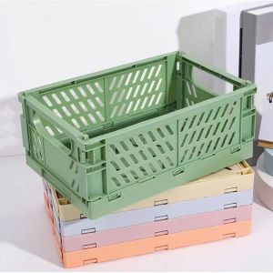 Caisse de rangement pliable en plastique, panier pliable, empilable, mignon, maquillage, bijoux,